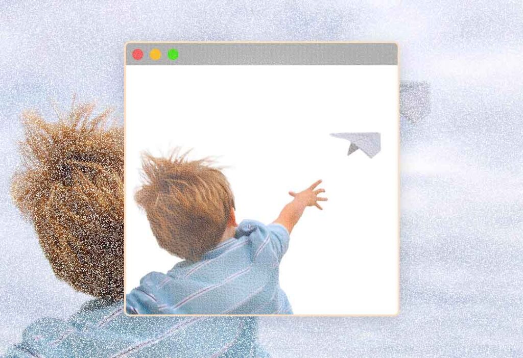 A Web Aleatória 3 Browser web com imagem de rapaz atirando um avião de papel.